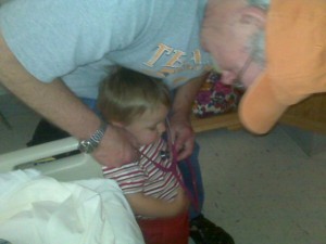 Grandpa finds a stethoscope