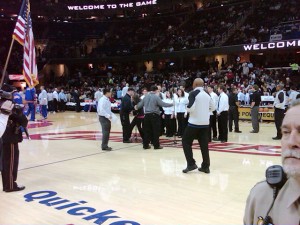 They walk you out to center court and start fussing over you.